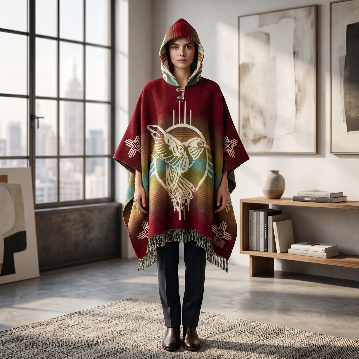 Humming bird HandMade Wool Poncho