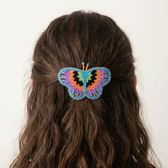 Light Blue Butterfly Beaded Barrette-5