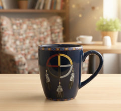 16 Oz Medicine Wheel Dark Blue Ceramic Mug-1