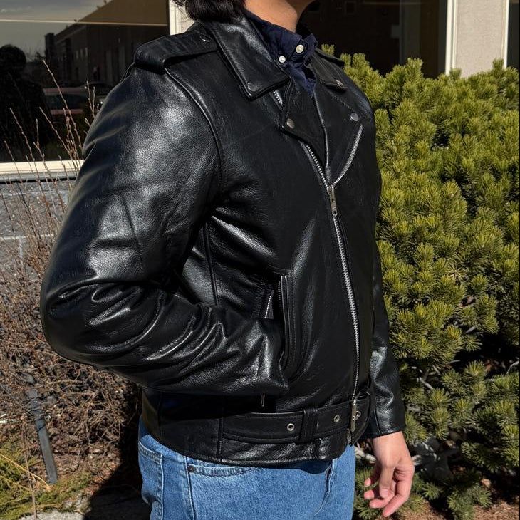 Open Road Men’s Buffalo Leather Biker Jacket with Removable Lining-4