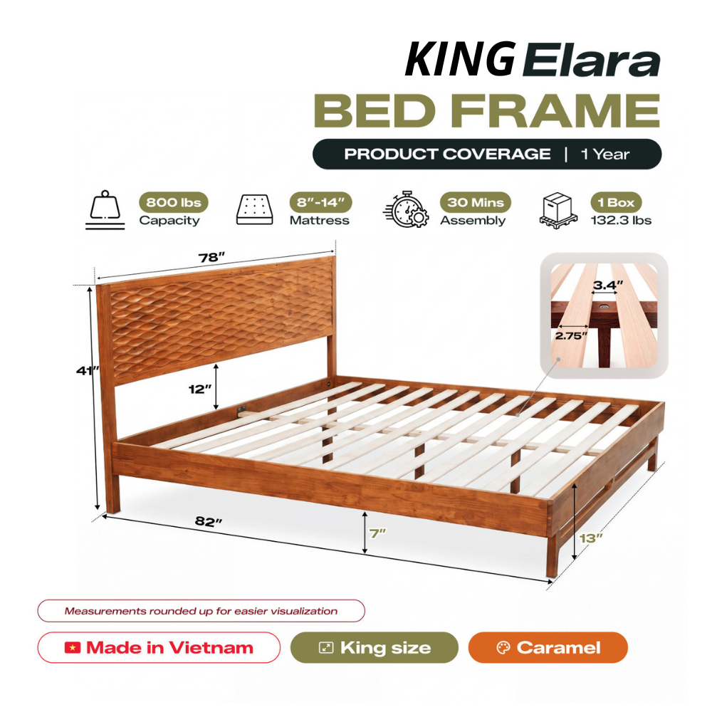 Elara Solid Wood Bed Frame-20