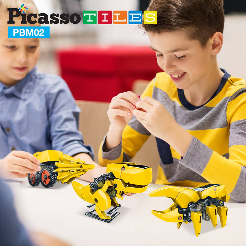 PicassoTiles - PicassoTiles 3-in-1 Solar Powered Dinosaur Robot Kit - Ages 5+-7