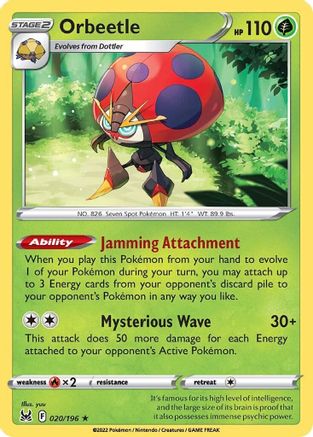 Orbeetle 20/196 - SWSH11 Lost Origin Holofoil-1