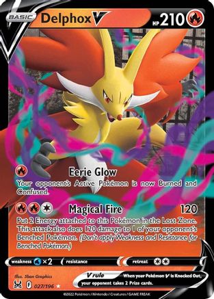 Delphox V 27/196 - SWSH11 Lost Origin Holofoil-1