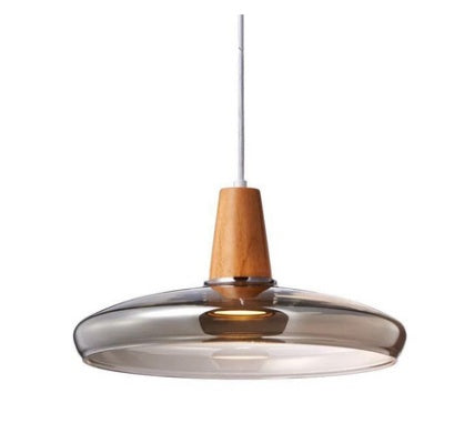 Modern Glass Pendant Light With Wood Accent-4