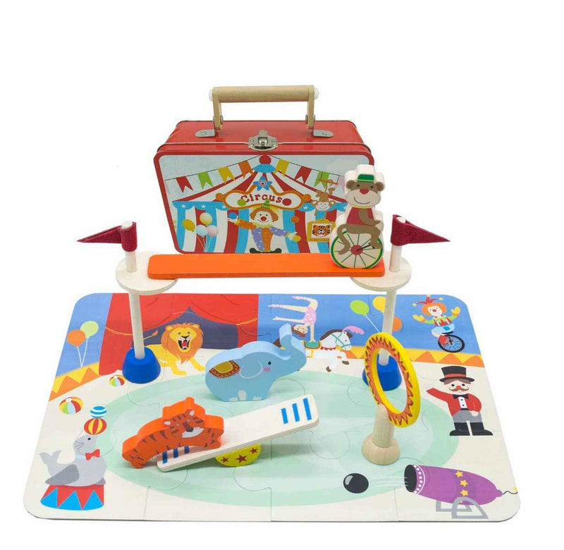 ToysLink - Circus Playset With Puzzle In Tin - Ages 2+-1