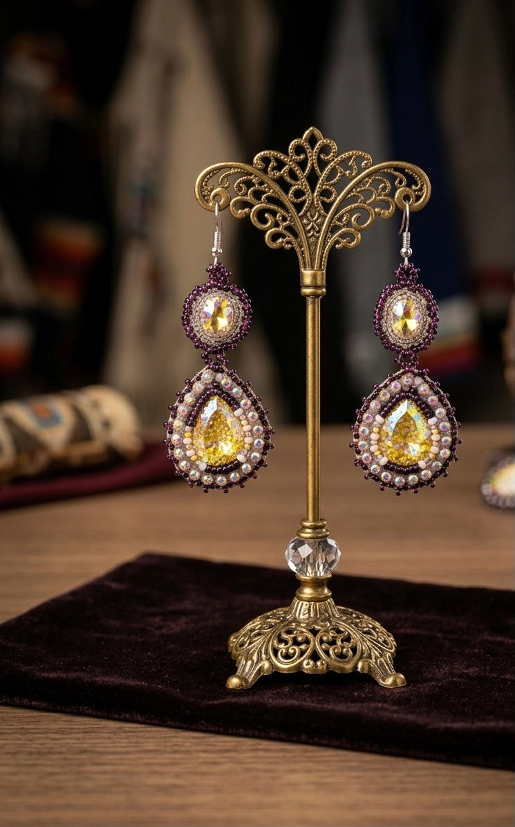 Drop Beaded Earrings. Yellow collection-4