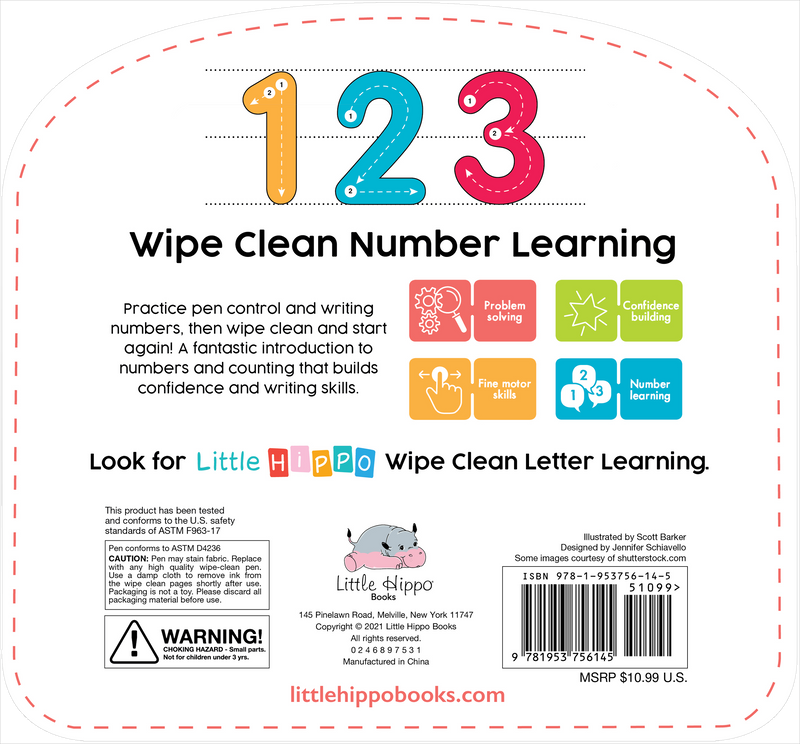 Little Hippo Books - Write & Wipe 123 - Illustrated - Ages 3+-2