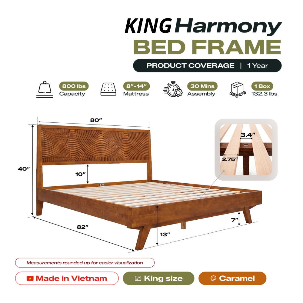 Base de cama de madera maciza Harmony-9