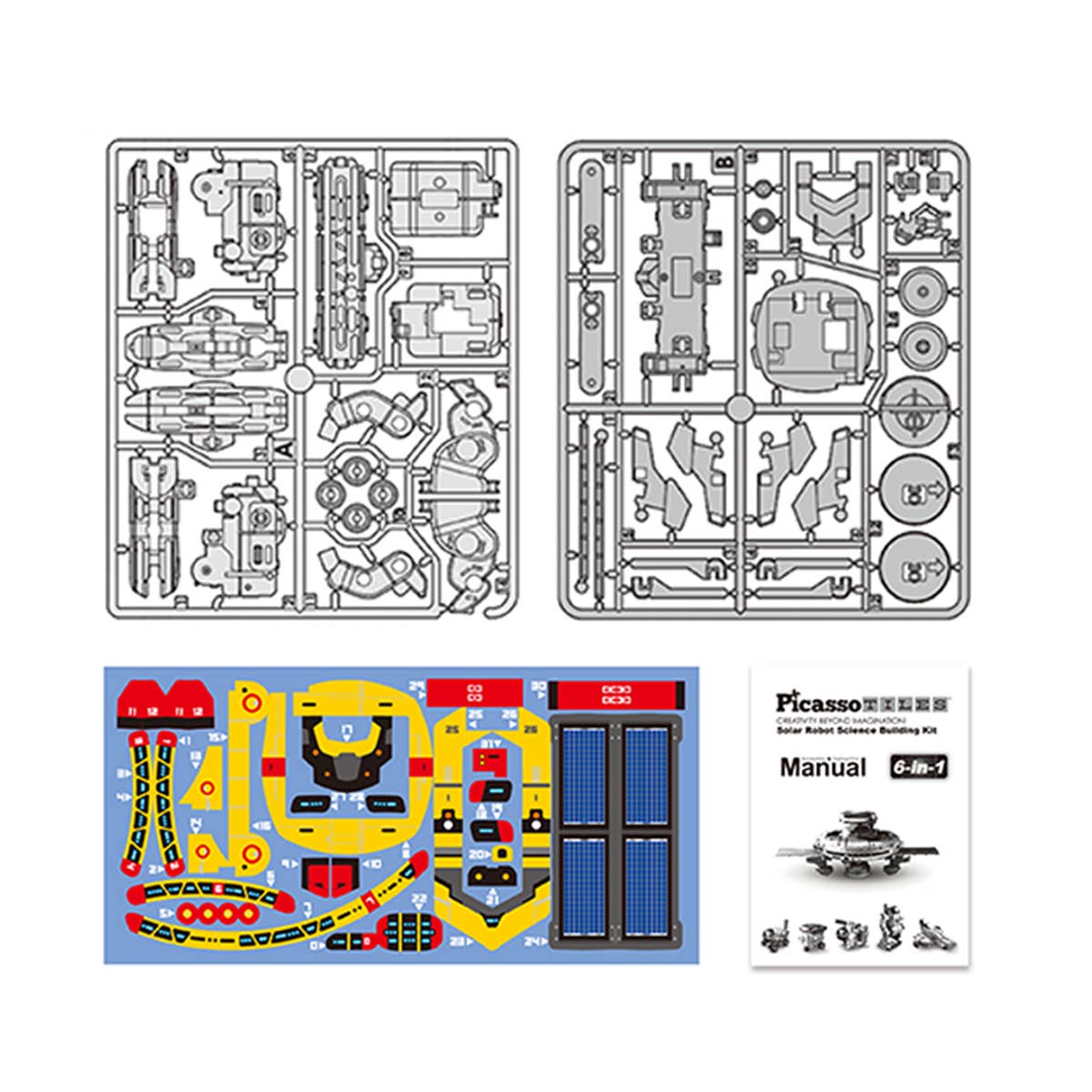 PicassoTiles - PicassoTiles 6-in-1 STEM Kids Solar Powered UFO Robot Kit - Ages 8+-5