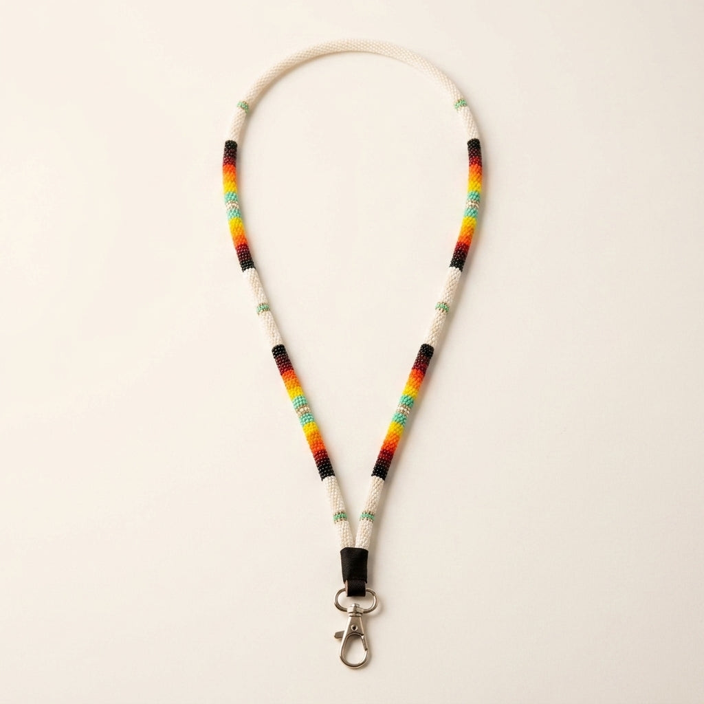 Round Beaded Lanyard(White)-5