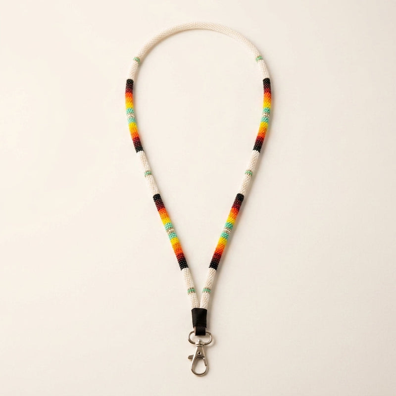Round Beaded Lanyard(White)-5