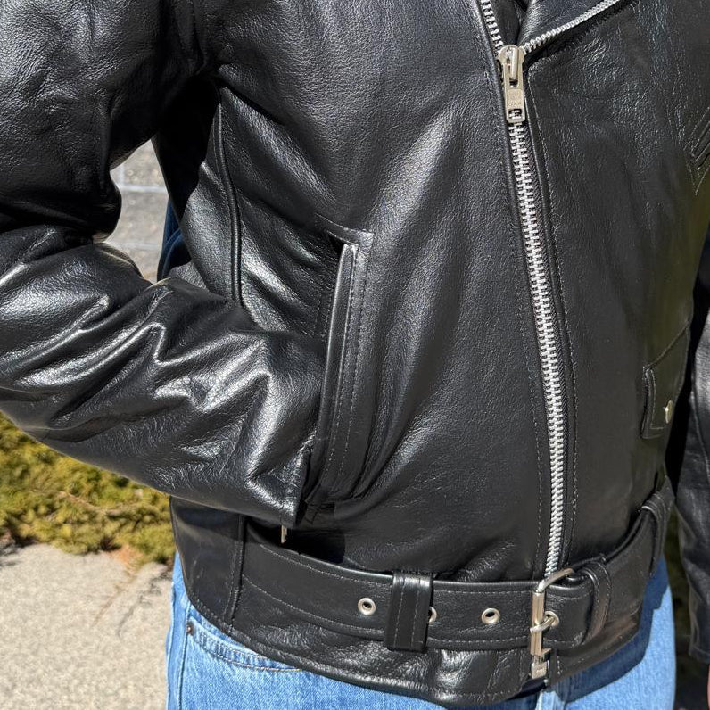Open Road Men’s Buffalo Leather Biker Jacket with Removable Lining-8