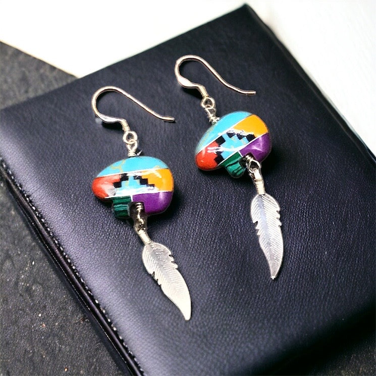 Sterling Silver Orange and Red Earrings-2