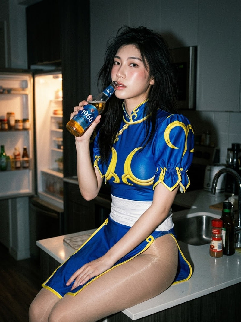 【DISCONTINUED】Chun-Li Inspired Cosplay Bodysuit Set with Detachable Skirt & Accessories-11