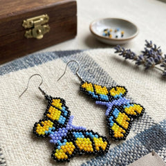 Multicolour Butterfly Beaded Earrings-5