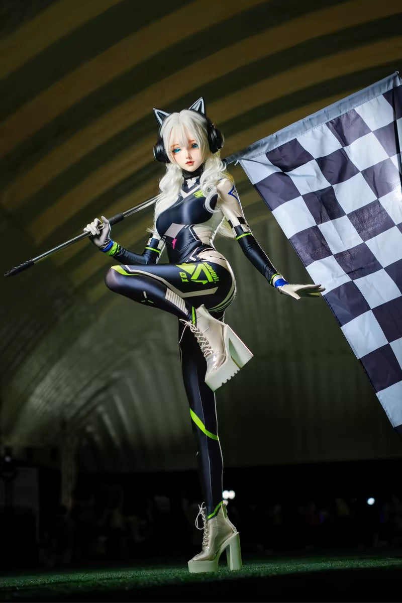 Cyberpunk Open Crotch Sci-Fi Spandex Racing Suit & Race Queen Cosplay Bodysuit-11
