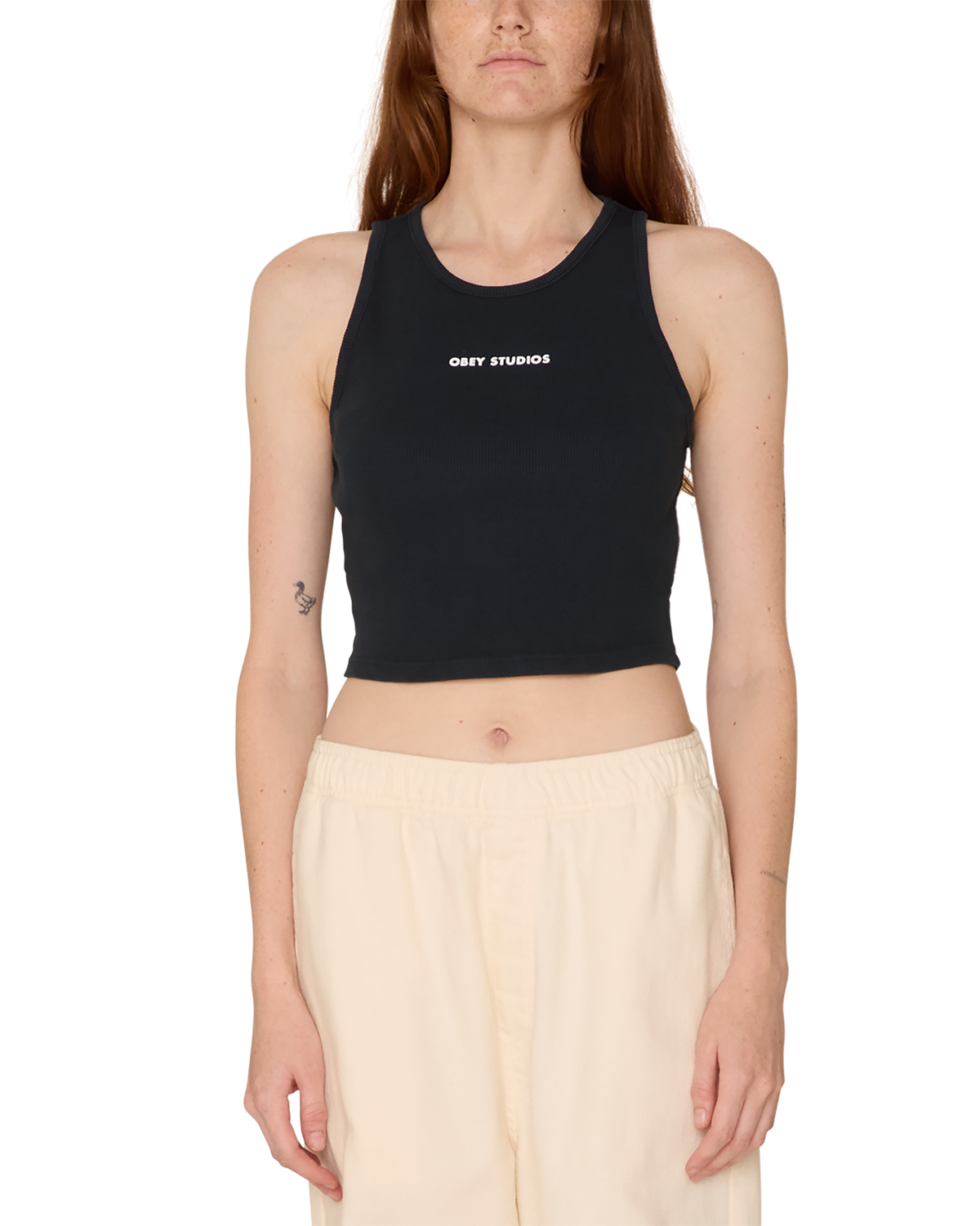 Obey 'Studios Mini Bold' Cropped Tank Top - Black (Women’s)-1