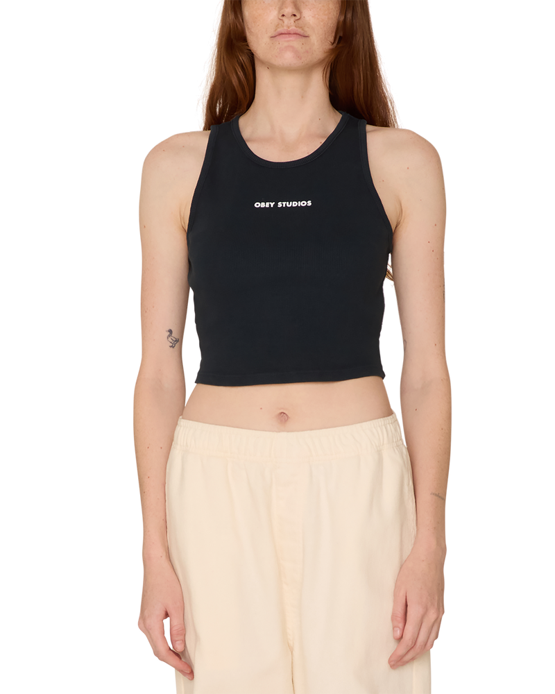 Obey 'Studios Mini Bold' Cropped Tank Top - Black (Women’s)-1