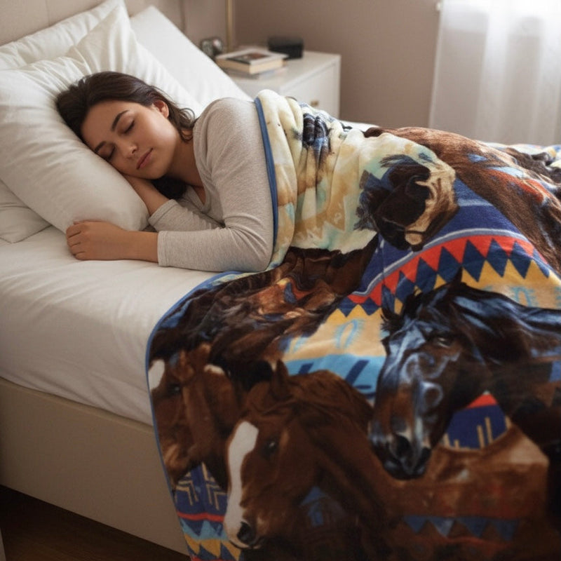 LUXURY PLUSH ULTRA SOFT BLANKET HORSE (Spirit of love)-2