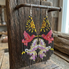 Black Sky Dancer Beaded Earrings-7