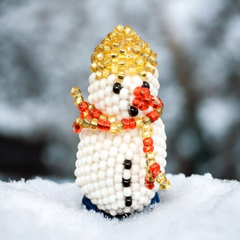 Snowman Beaded Christmas Ornament-6