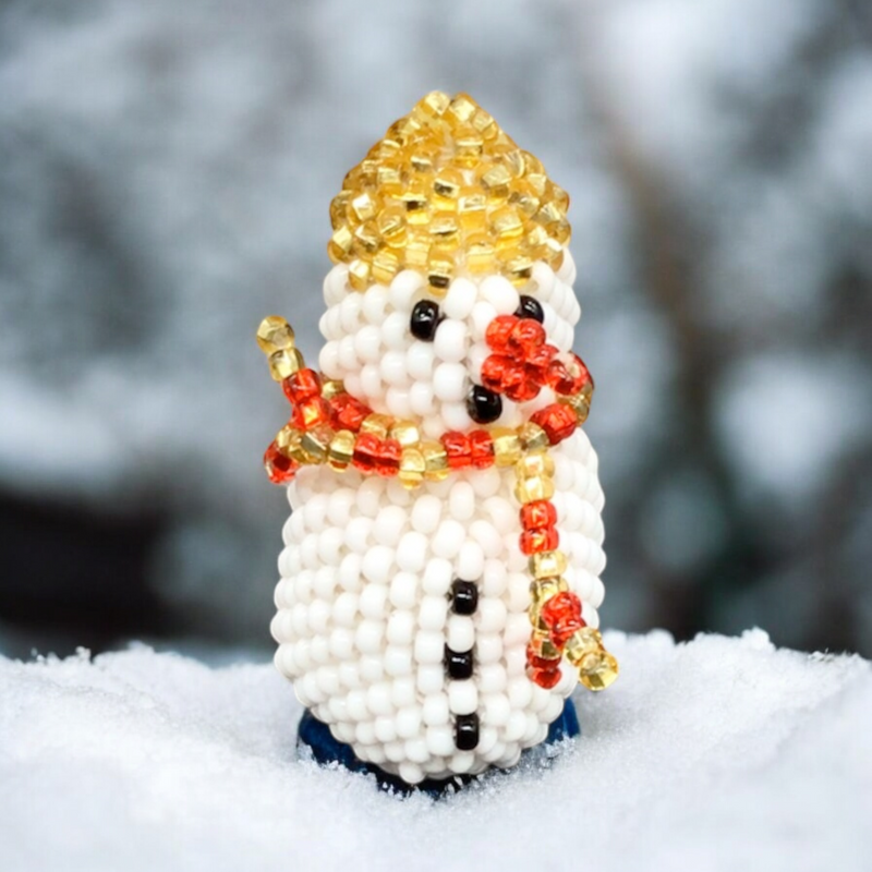 Snowman Beaded Christmas Ornament-6