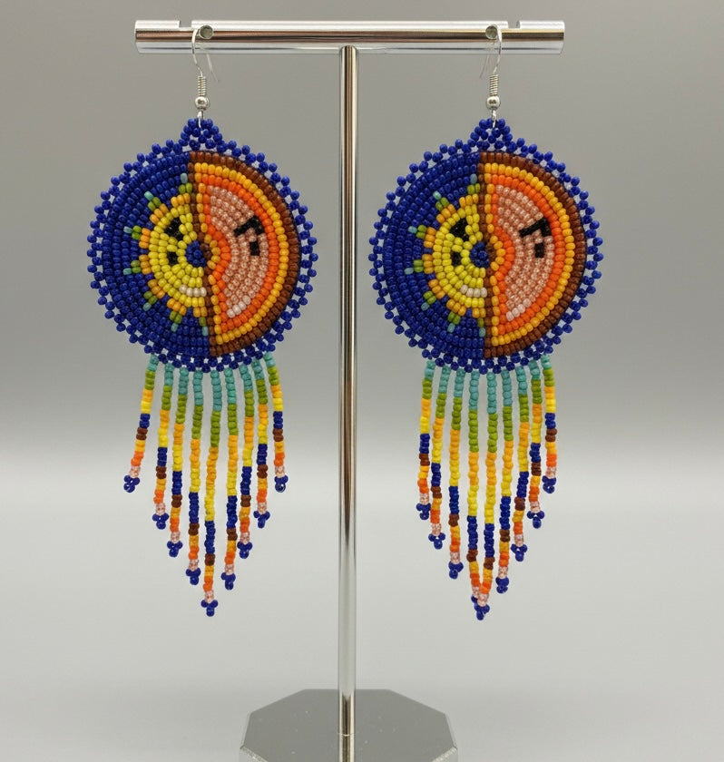 Blue Sun & Moon Beaded Fringe-2