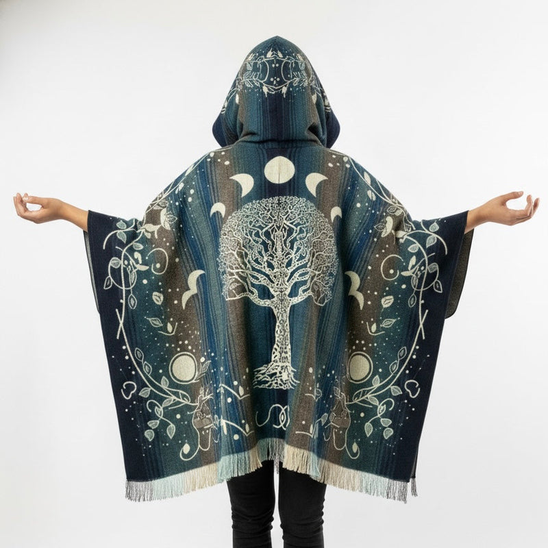 Tree of Life Wool Poncho-2