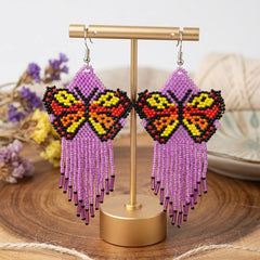 Light purple Beaded Dancing Wing Earrings-1