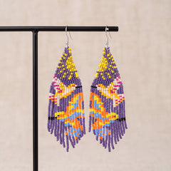 Purple Sky Dancer Beaded Earrings-1