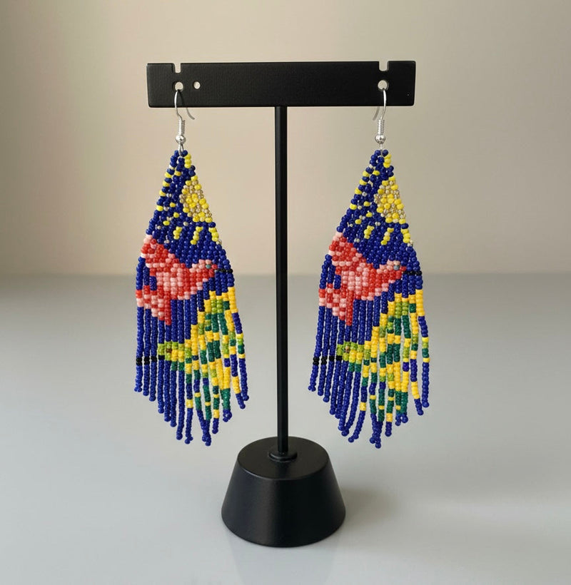 Blue Sky Dancer Beaded Earrings-4