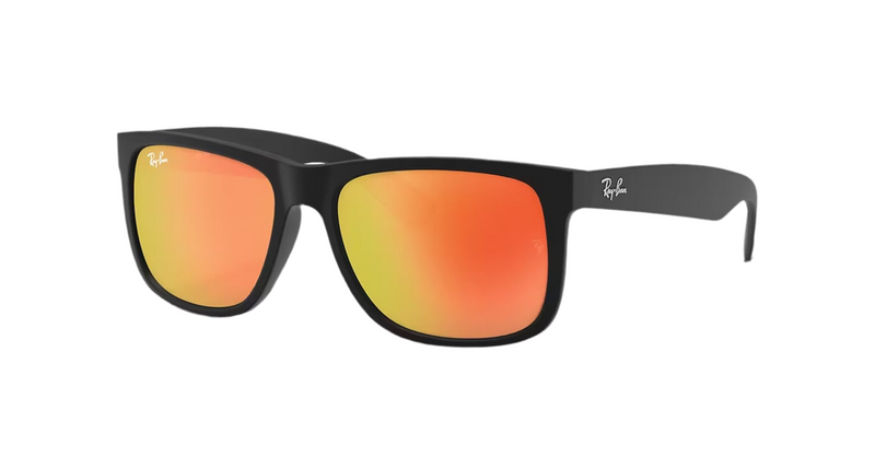 Ray-Ban 'Justin' Sunglasses - Rubber Black / Brown Mirror Orange (ORB4165)-1