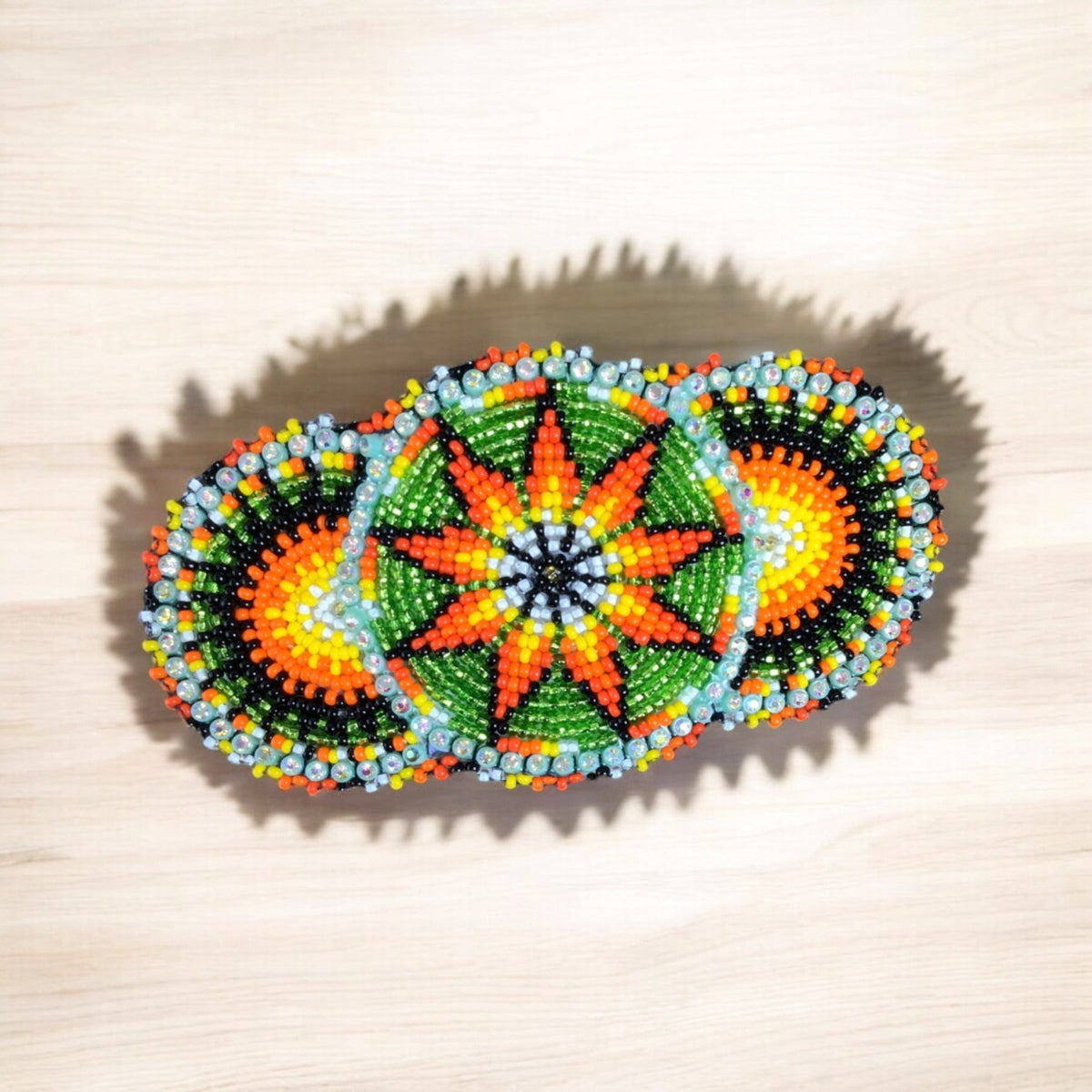Light Green Native American Beaded Barrettes-2