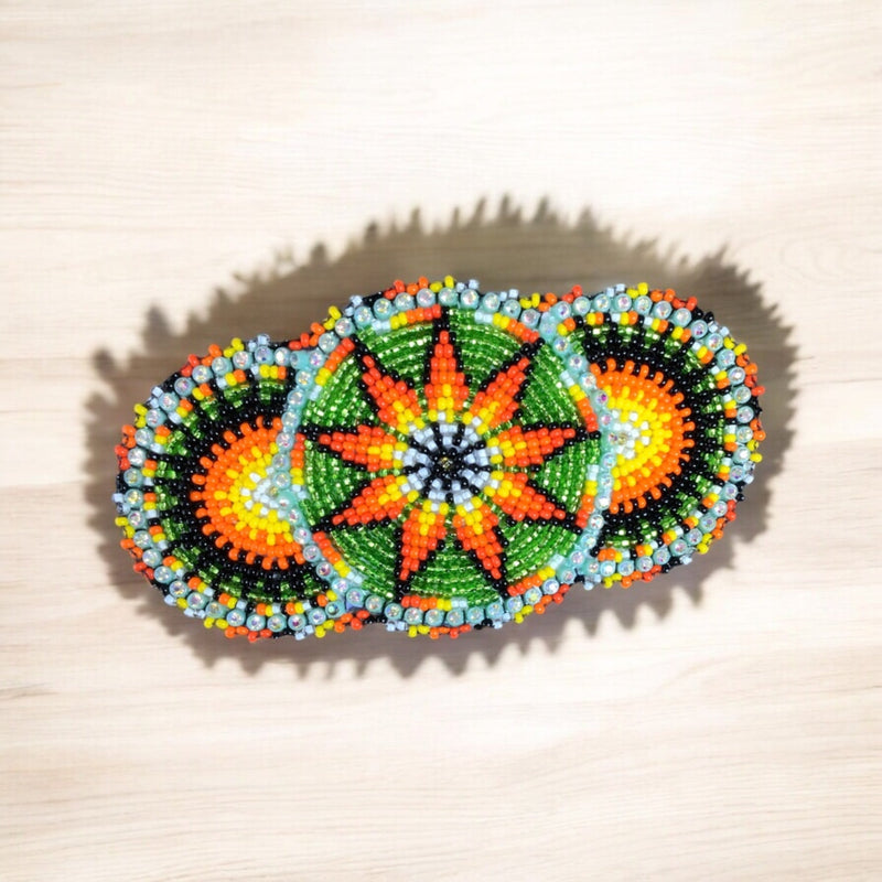 Light Green Native American Beaded Barrettes-2