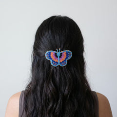 Light Blue Butterfly Beaded Barrette-4