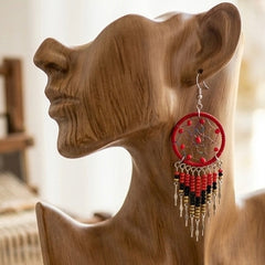 Red/burgundy/ Gold Dreamcatcher Dangles-1