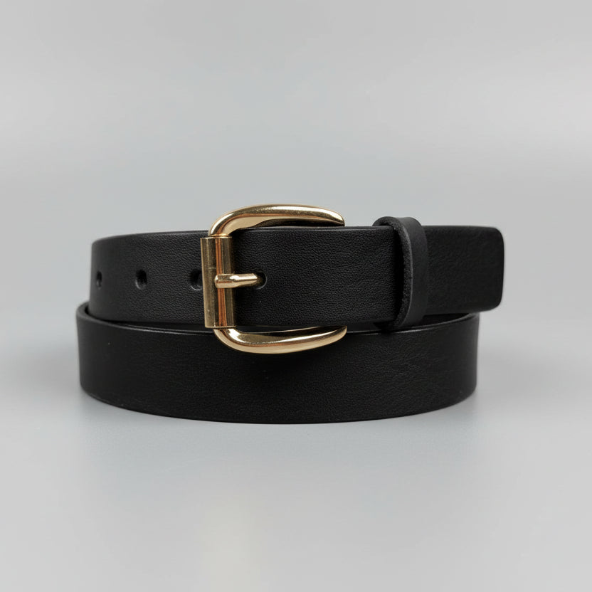 Keldon Women’s Italian Leather Belt with Rose Gold Roller Buckle-1