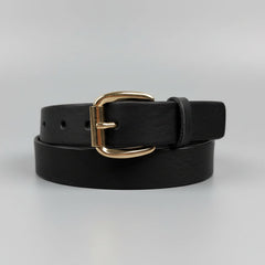 Keldon Women’s Italian Leather Belt with Rose Gold Roller Buckle-1