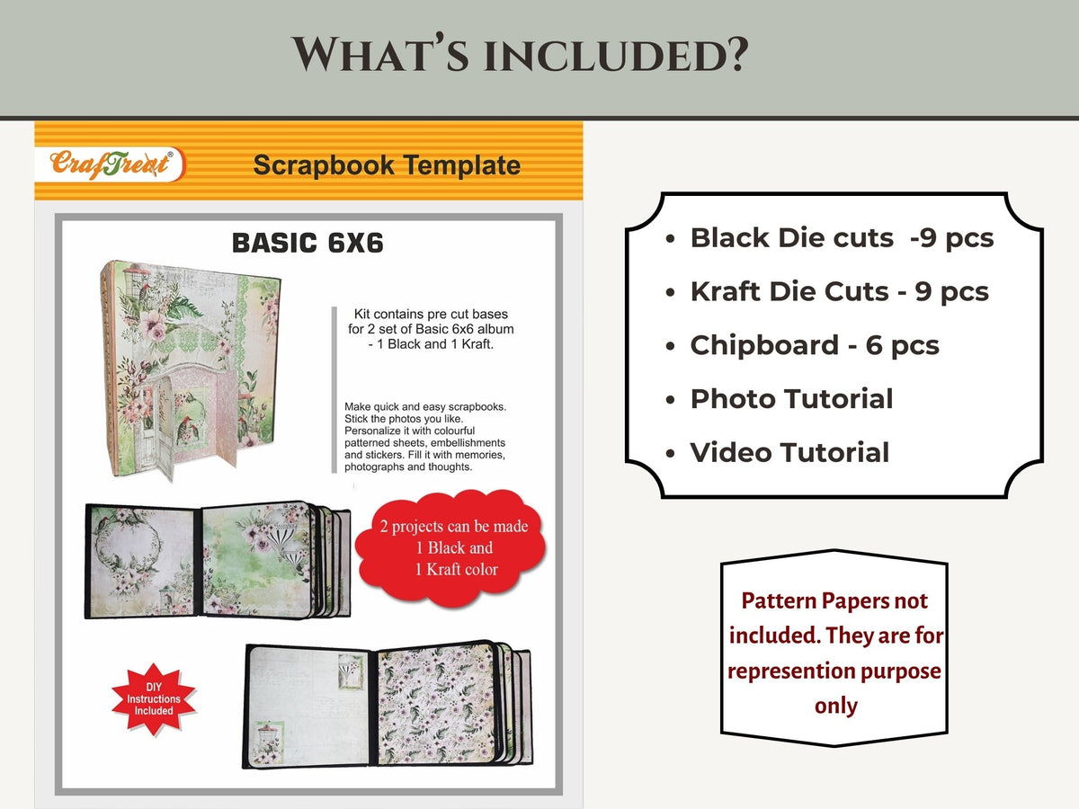 CrafTreat Scrapbook Blanks - Basic 6x6 - Black & Kraft Color-2
