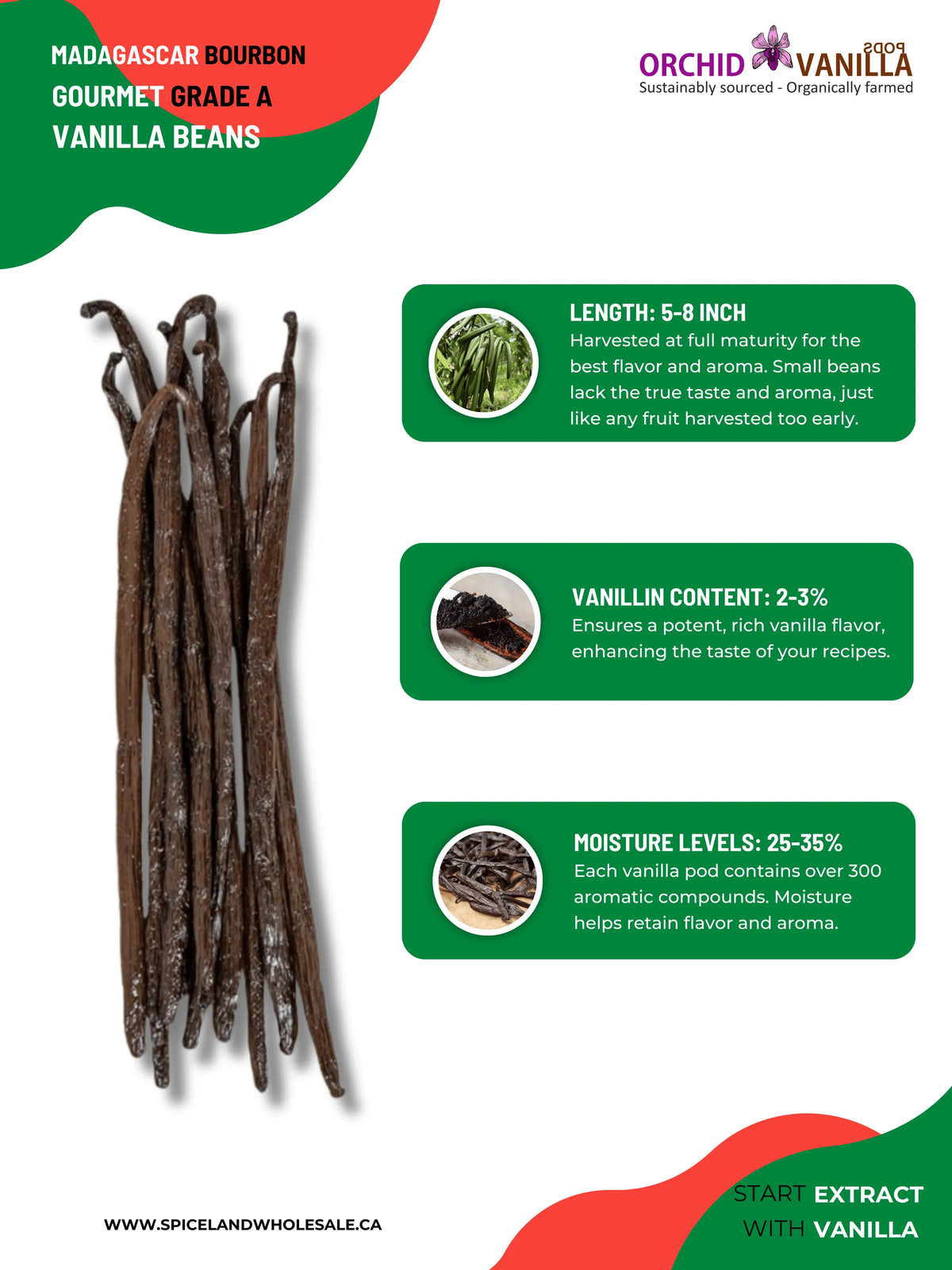 Madagascar Bourbon Vanilla Beans Gourmet Grade-A <br>For Extract And Baking<BR>By Ounce-2