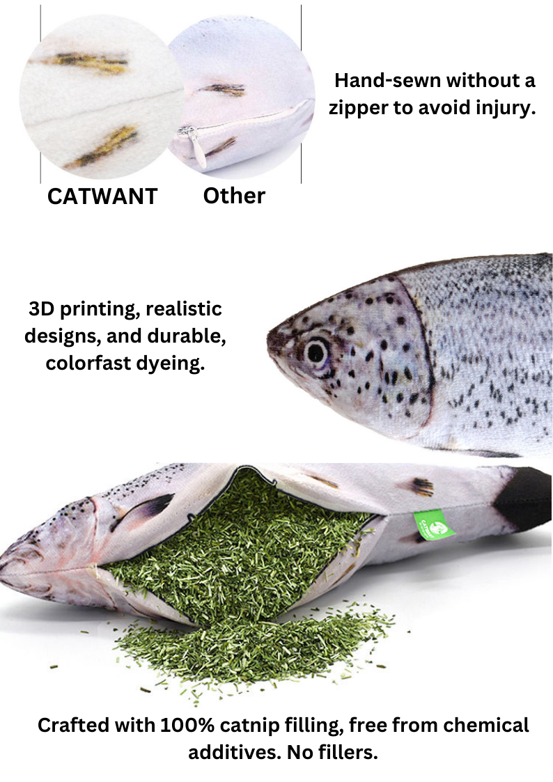 100% Silvervine/Catnip Filled Fish Cuddle Toy-2