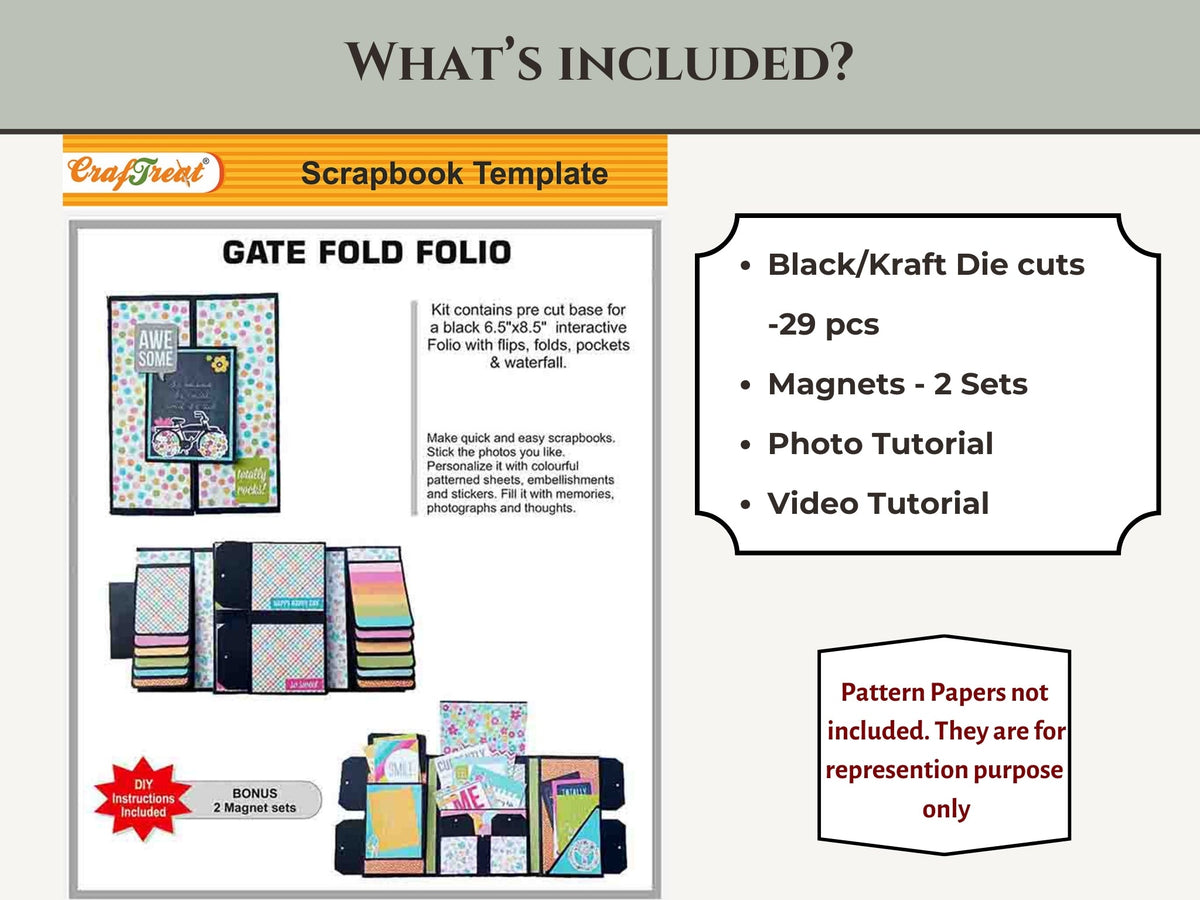 CrafTreat Scrapbook Blanks - Gate Fold Folio - Black Color-2