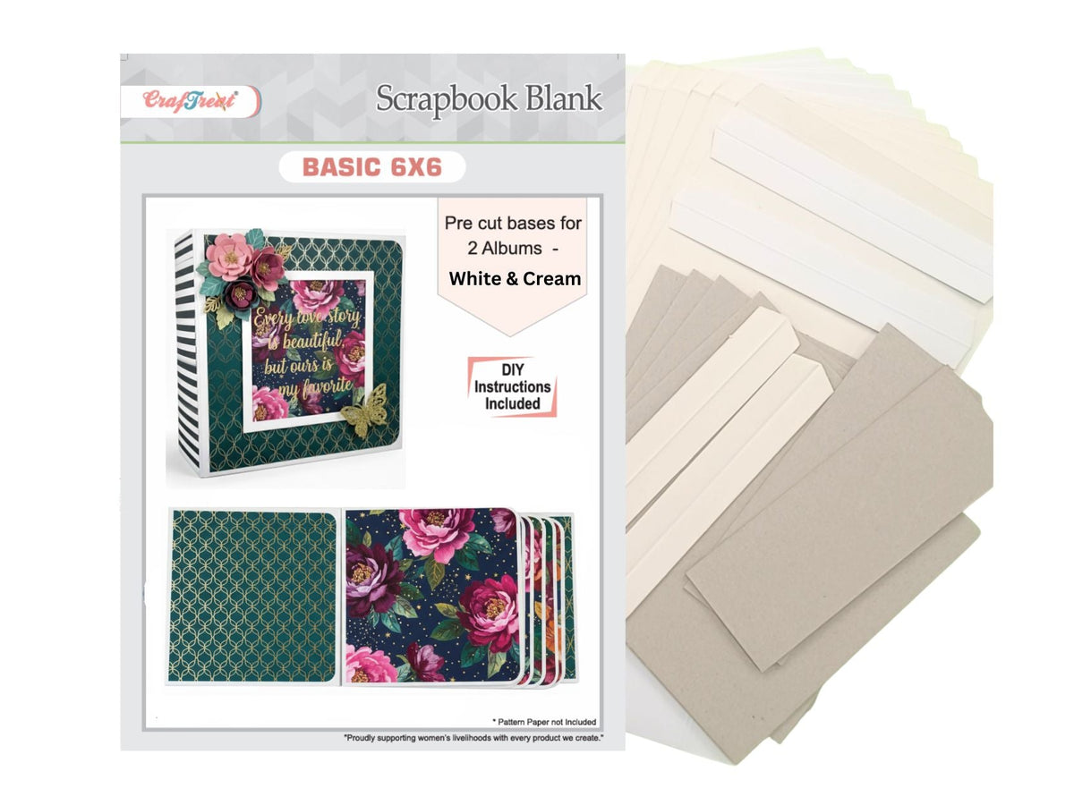 CrafTreat Scrapbook Blank Precut Album Base - Basic 6x6 - White and Ivory-2