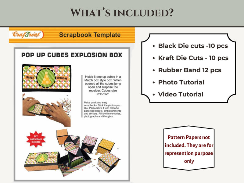CrafTreat Scrapbook Blanks - Pop Up Cubes Explosion Box - Black & Kraft Color-3