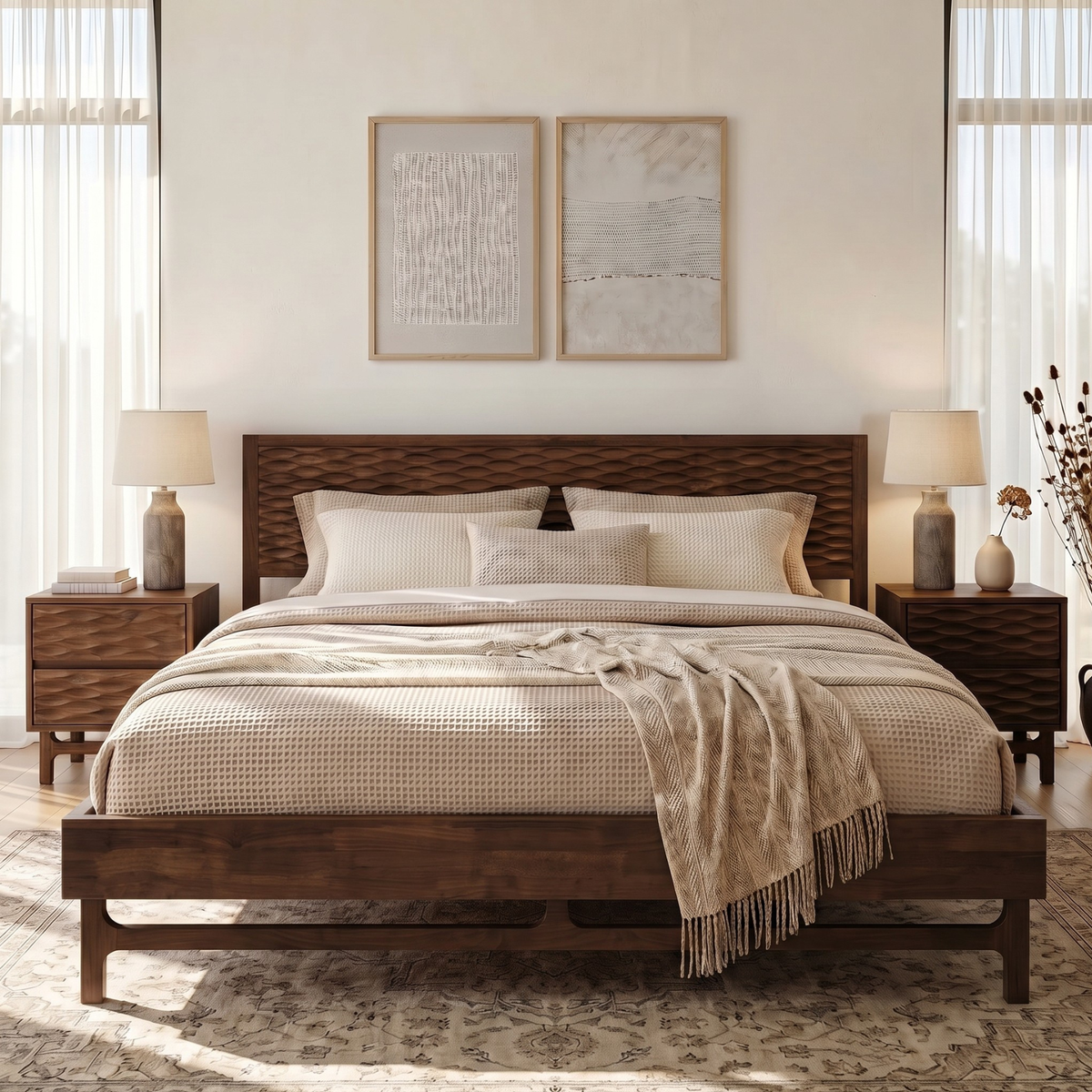 Elara Solid Wood Bed Frame-3