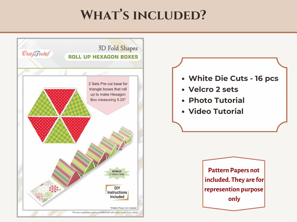 CrafTreat Scrapbook Hexagon Roll up - White 2pcs-6