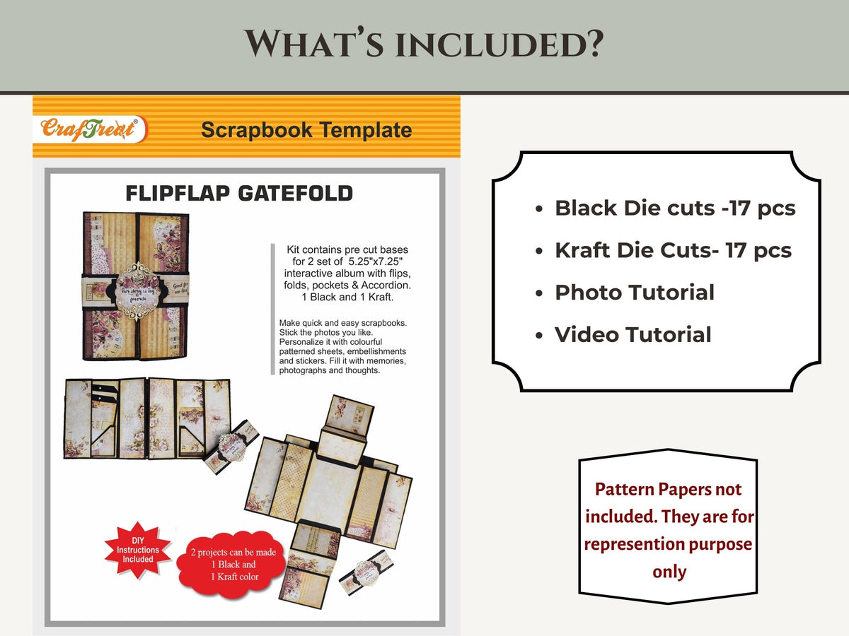 CrafTreat Scrapbook Blanks - FlipFlap Gatefold - Black & Kraft Color-2