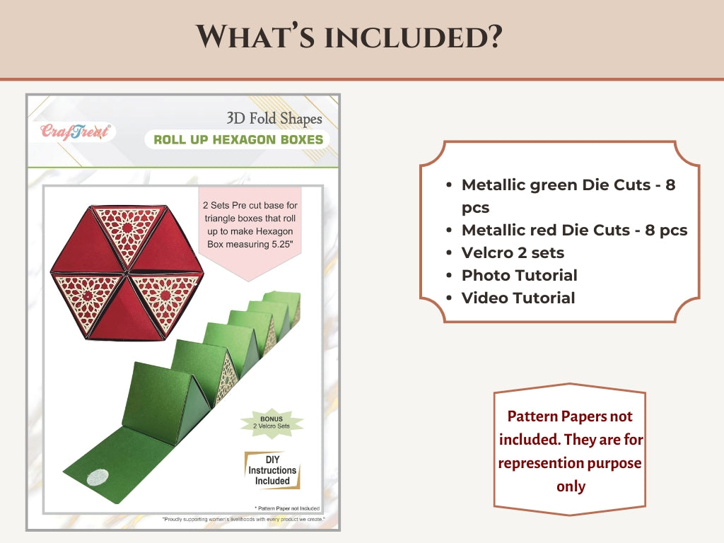 CrafTreat Scrapbook Hexagon Roll up - Metallic Red & Green-6
