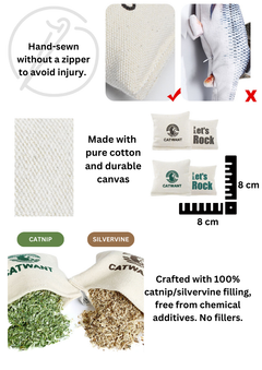 100% Catnip/Silvervine Filled Canvas Pillows, 2Pcs-2